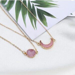 Gemstone Moon and Sun Make a Wish Necklace Set